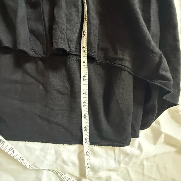 Tempo Paris Linen Cotton Shirt Dress Black M/L Made in Italy Button Front - Picture 8 of 9